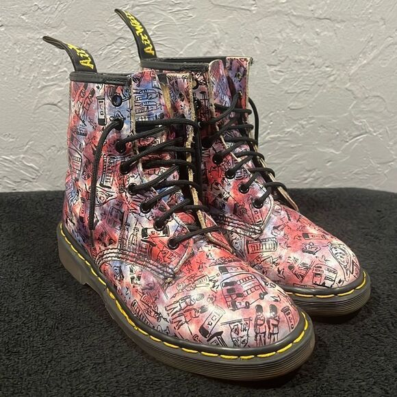 🔥 DR. MARTENS PINK LONDON LEATHER BOOTS RARE VINTAGE MADE IN ENGLAND Women Sz 8